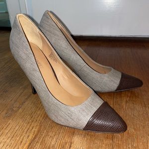 Nine West brown/linen heels